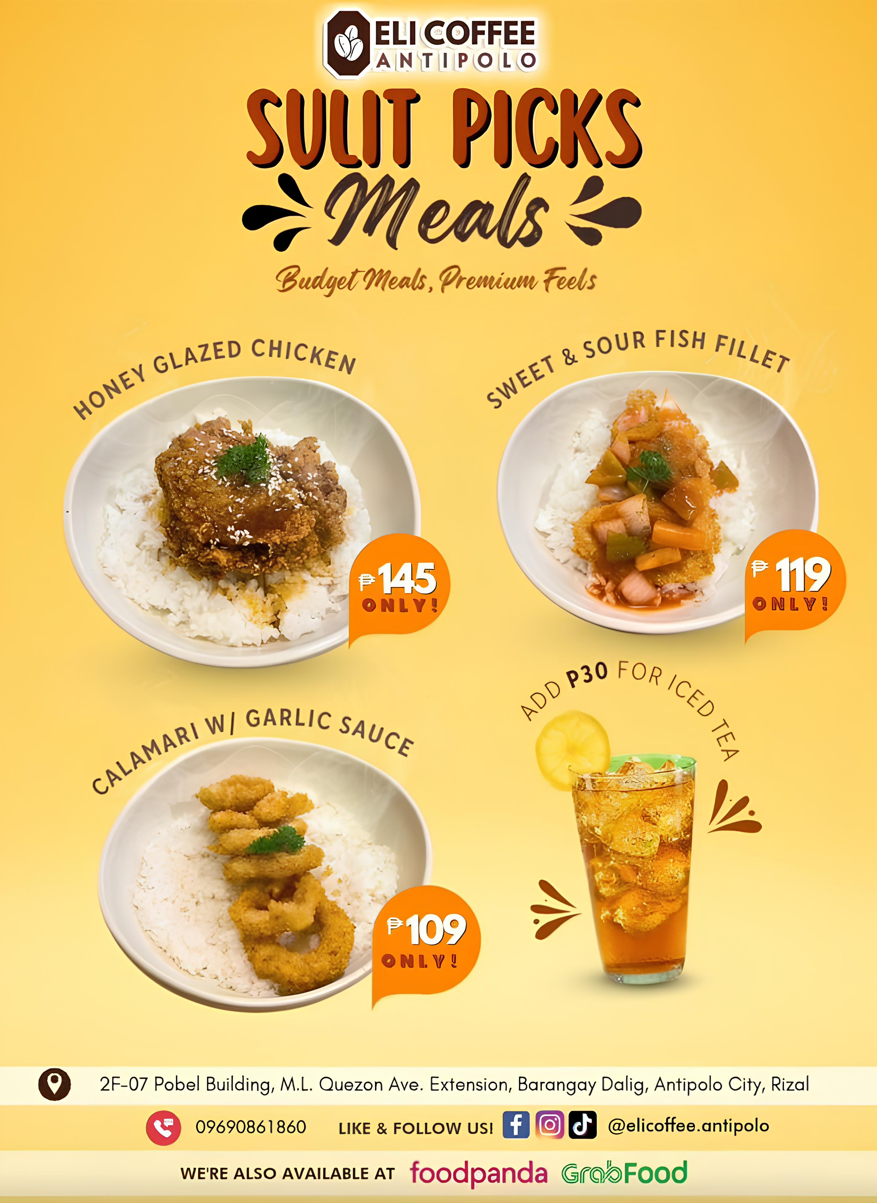 ELI Coffee Sulit Picks budget meals menu with prices
